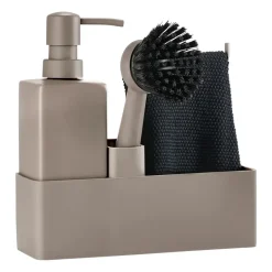 Zone Denmark dish set with dishcloth, Taupe Brown
