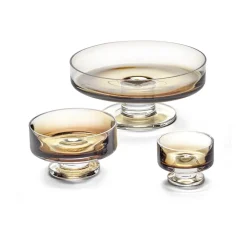 Dessert Bowls^Serax Zuma low bowl on foot S Ø8.5 cm, Amber Brown