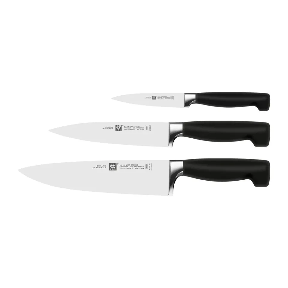 Knife Sets^Zwilling Four star knife set 3 pieces, Black-stainless steel Silver-coloured