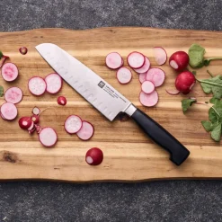 Clearance Zwilling Four Star Santoku knife 18 cm, Black-stainless steel Silver-coloured