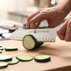 Santoku Knives^Zwilling Gourmet santoku knife 18 cm, Black-stainless steel Silver-coloured