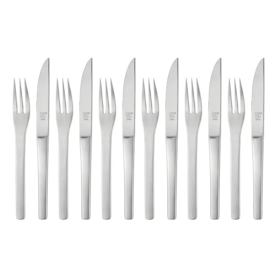Table Cutlery|Steak Knives^Zwilling Melbourne BBQ cutlery 12 pcs, matt stainless steel Silver-coloured