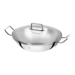 Clearance Zwilling Plus wok pan glass lid Ø32 cm, Stainless steel Silver-coloured