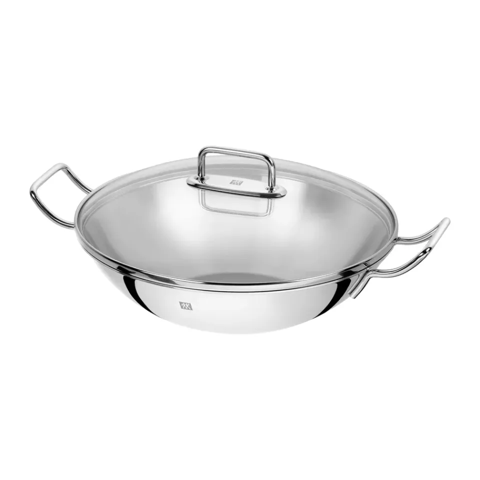 Clearance Zwilling Plus wok pan glass lid Ø32 cm, Stainless steel Silver-coloured