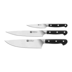 New Zwilling Pro knife set 3 pieces, Black-stainless steel Silver-coloured