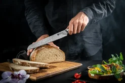 Hot Zwilling Tanrei bread knife 23 cm, Damascus-black Silver-coloured