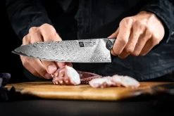 Chef Knives^Zwilling Tanrei chef's knife Gyutoh 20 cm, Damascus-black Silver-coloured