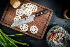 Online Zwilling Tanrei santoku knife 18 cm, Damascus-black Silver-coloured